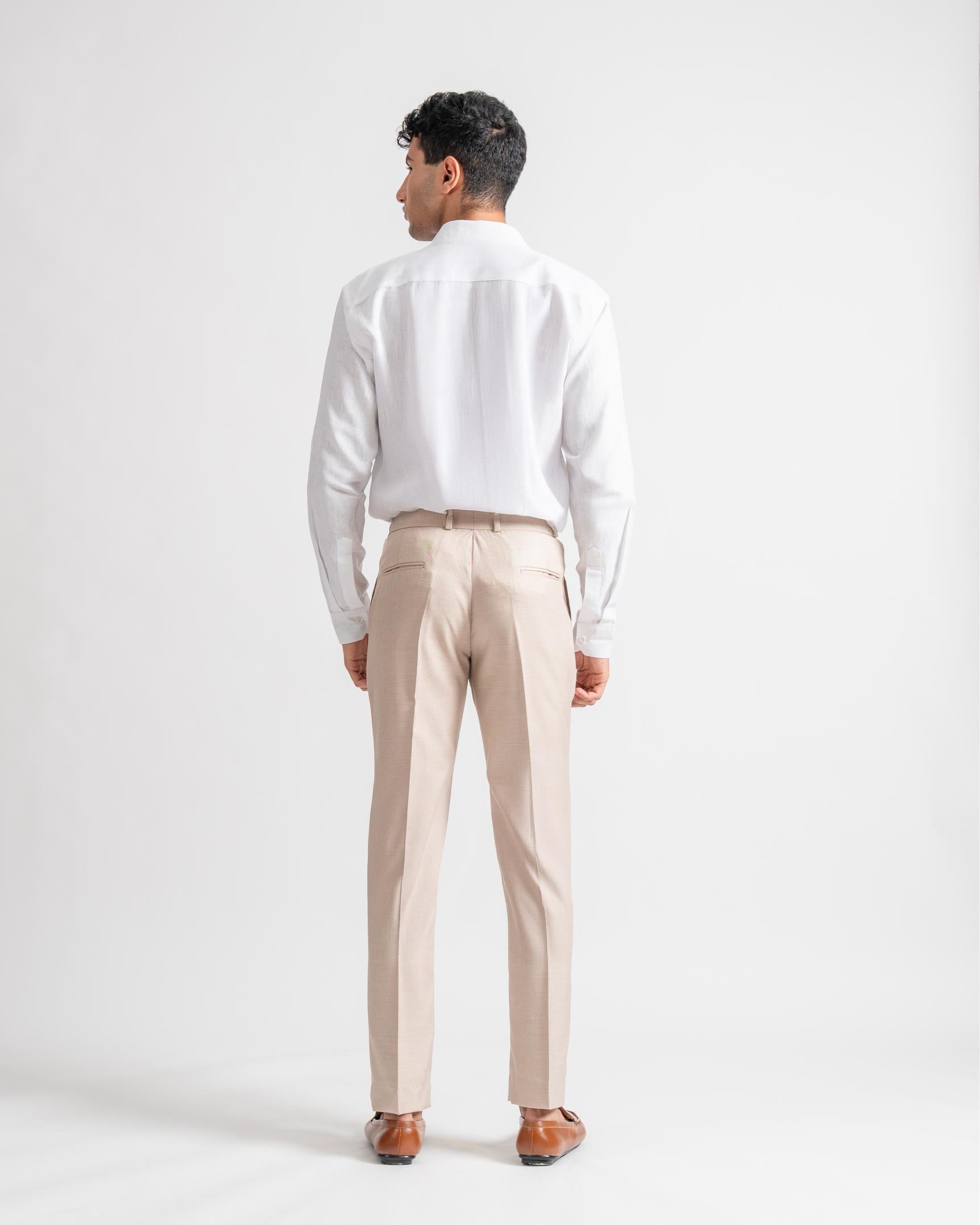 Linen Casual Slim Fit Shirt white