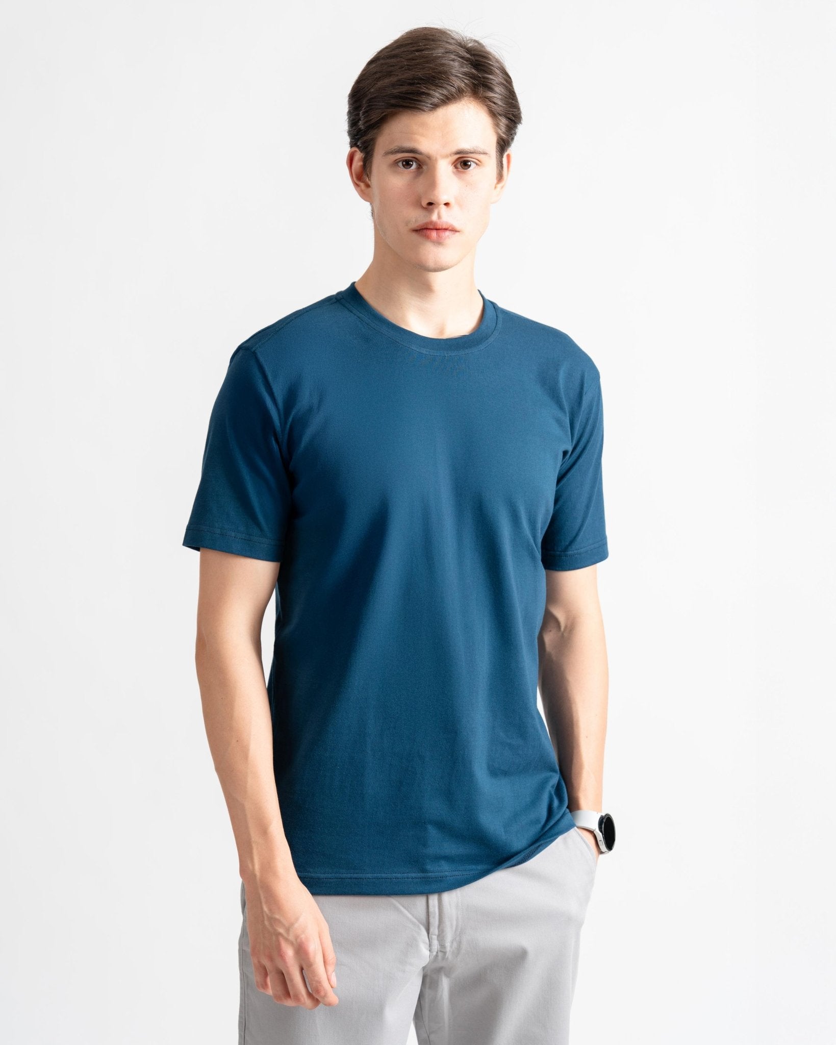 Solid Navy Blue Regular Fit T-shirt