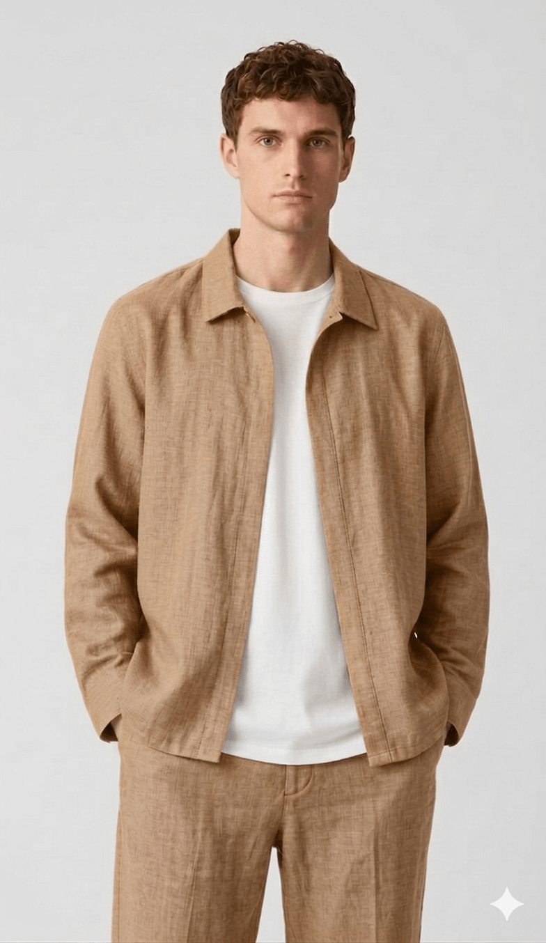Summer Linen Overshirt Light Brown